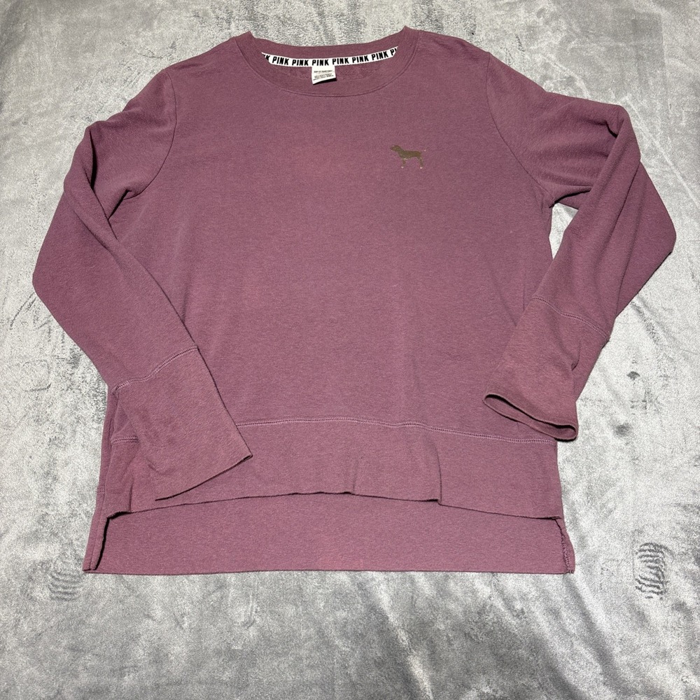 Victoria Secret Pink Women Size L Maroon Long Sleeve Pullover Sweater Wear - Picture 1 of 11